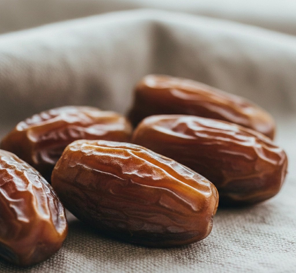 Medjool dates from Al-Ula, sun-ripened to a deep amber